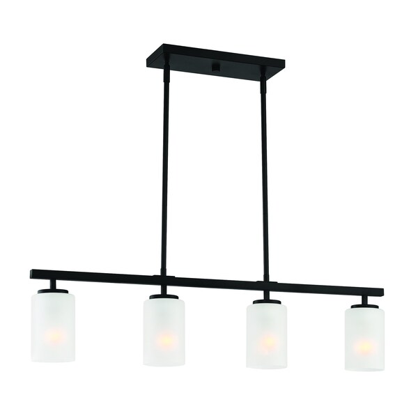 Designers Fountain Carmine 60 Watt 4 Light Matte Black Pendant with Etched Glass Shade D239M-IS-MB - main